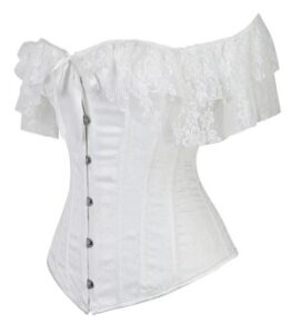 Nicolette - White Overbust Corset with Lace Shoulder Sleeve