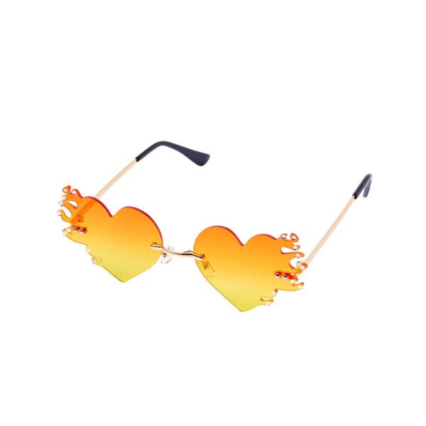 Orange/Yellow Heart Flaming Glasses