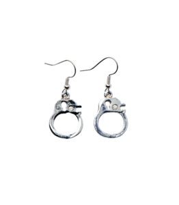 Earrings – Silver Handcuffs with Diamonte