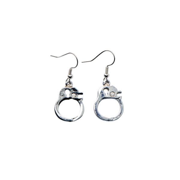 Earrings – Silver Handcuffs with Diamonte