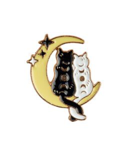 Mystic Cats with Yellow Moon Pin