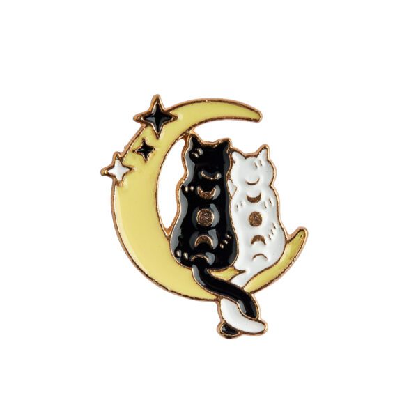 Mystic Cats with Yellow Moon Pin