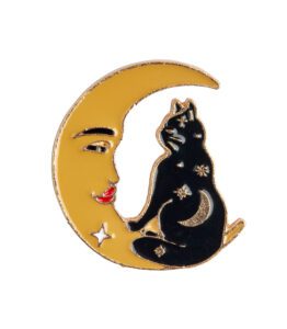 Mystic Cat in Yellow Moon Pin
