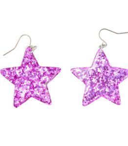 Earrings – Purple Glitter Stars