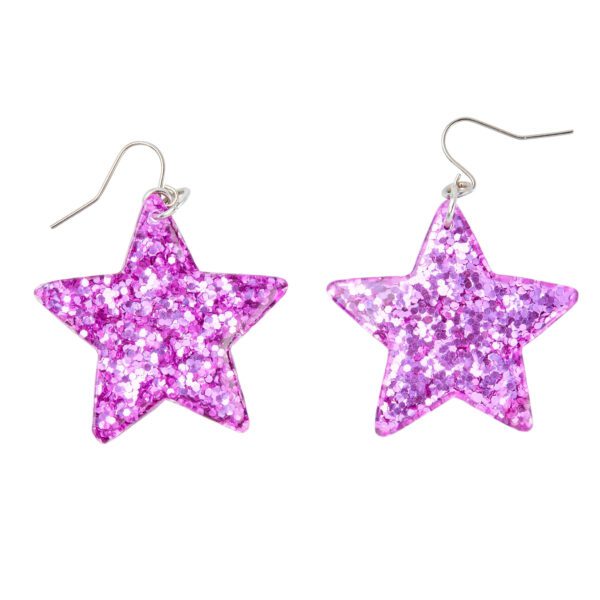 Earrings – Purple Glitter Stars