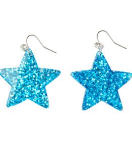 Earrings – Teal Glitter Stars