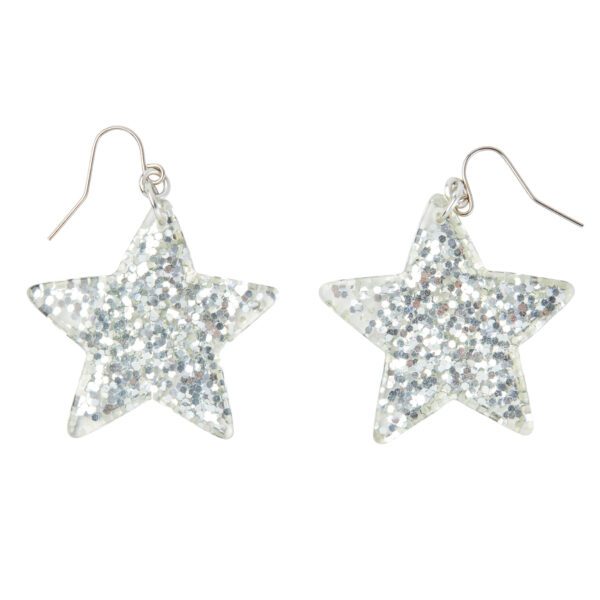 Earrings – Silver Glitter Stars