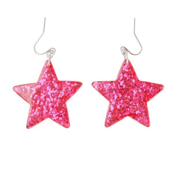 Earrings – Pink Glitter Stars