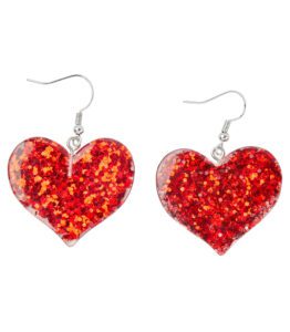 Earrings – Red Glitter Love Hearts