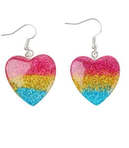 Earrings – Pansexual Flag Glitter Love Hearts