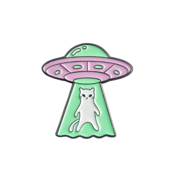 Beam me Up Cat UFO Pin
