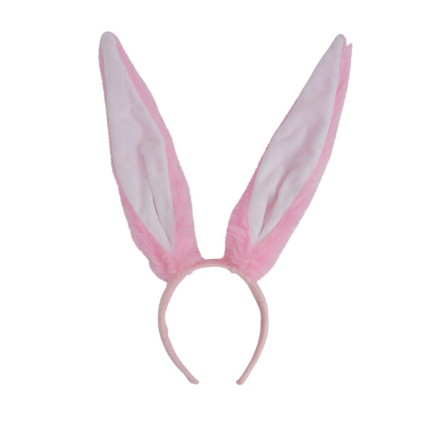 Tall Bunny Ears Headband – Pink/White