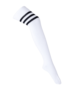 Thigh High Socks - White/Three Black Stripes