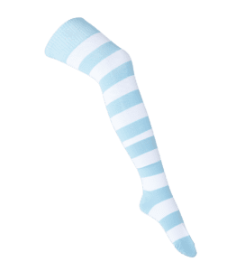 Thigh High Socks - White/Blue Stripes
