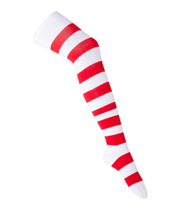 Thigh High Socks - White/Red Stripes