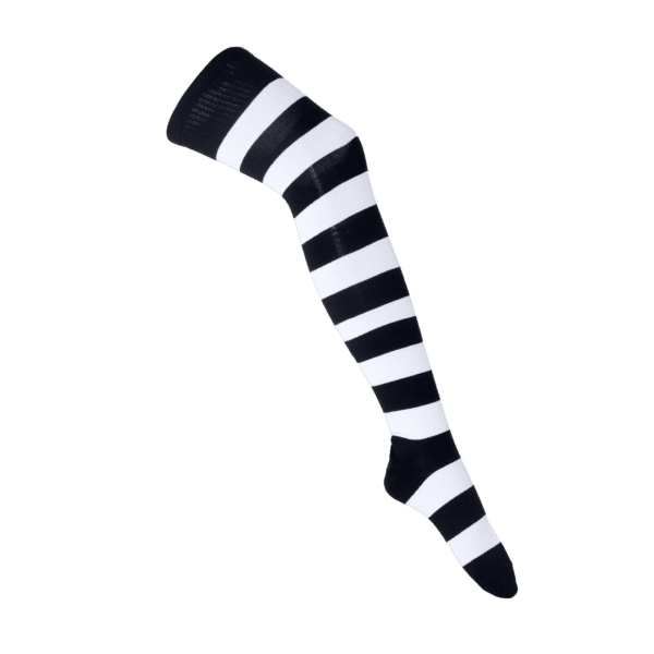 Thigh High Socks - White/Black Stripes