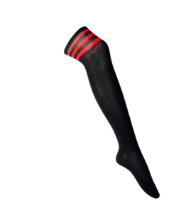 Black Over the Knee Socks – Red Stripes