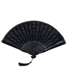 Hand Fan – Black/Lace Tassel