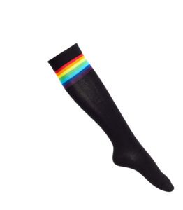 Pride Knee High Socks – Black with Rainbow LGBTQ Stripe
