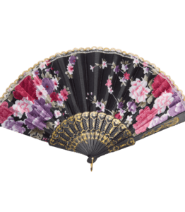 Beautiful Traditional Japanese Flower Hand Fan – Black