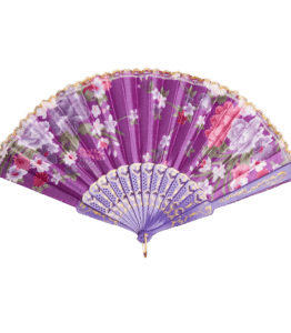 Beautiful Traditional Japanese Flower Hand Fan – Purple