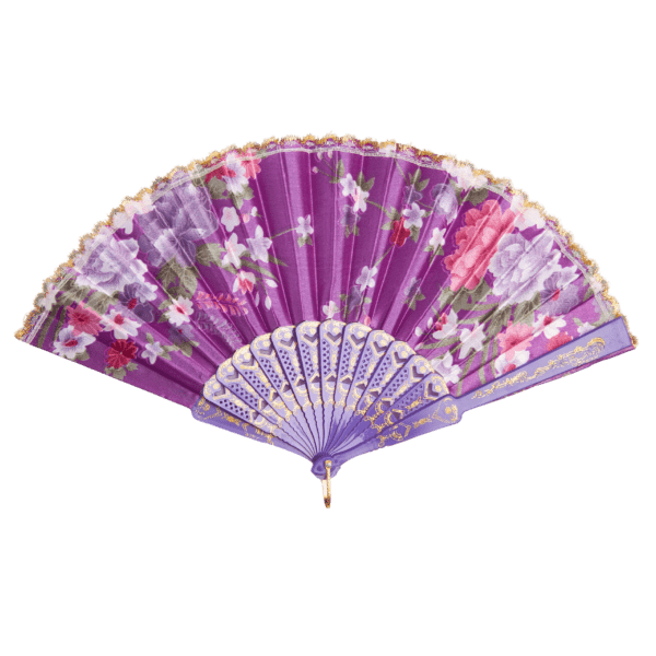 Beautiful Traditional Japanese Flower Hand Fan – Purple