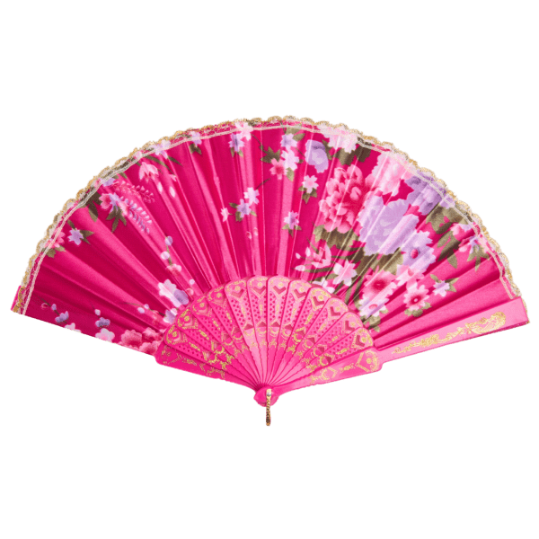 Beautiful Traditional Japanese Flower Hand Fan – Pink