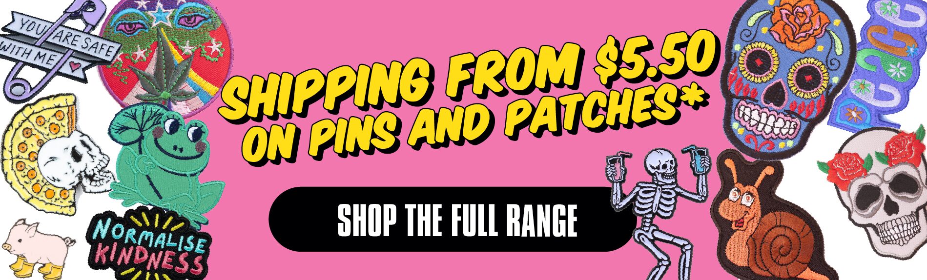 Shipping Banner For Pins and Patches