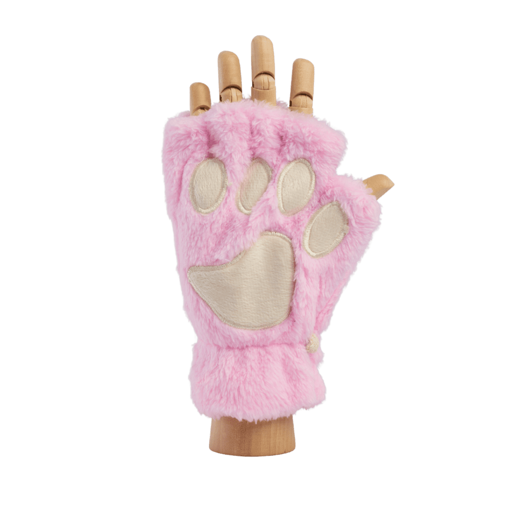 Paw Fingerless Gloves - Pink/White - Cybershop Australia