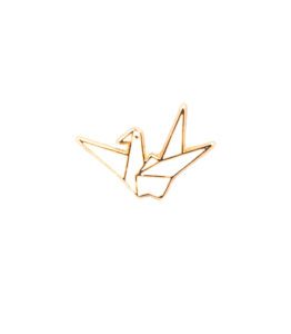 White Paper Crane Origami Bird Enamel Pin