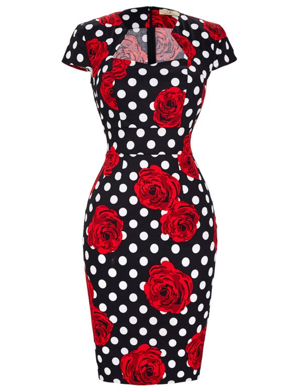 Anna Pencil Dress – Polka Dot Rose