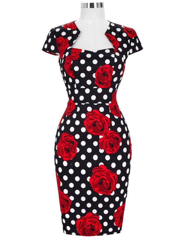 Anna Pencil Dress – Polka Dot Rose