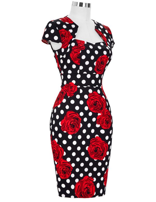 Anna Pencil Dress – Polka Dot Rose