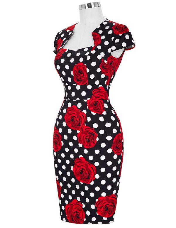 Anna Pencil Dress – Polka Dot Rose