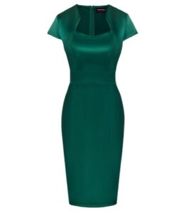 Amy Satin Pencil Dress – Green
