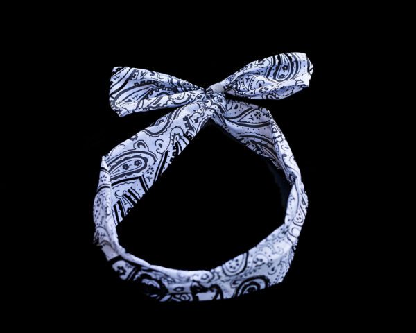 White Bandana Bow Hair Tie