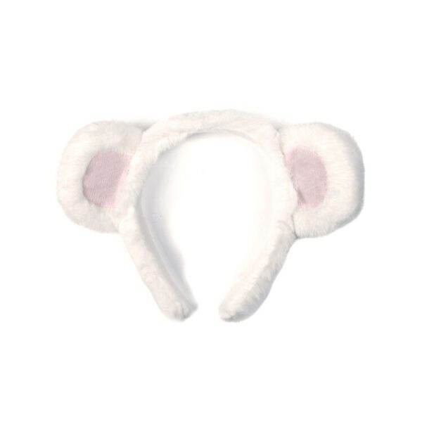 Teddy Bear Ears Headband - White/Pink