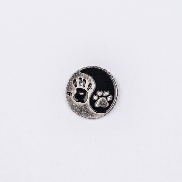 Ying Yang with Hand and Paw Print Enamel Pin - #149