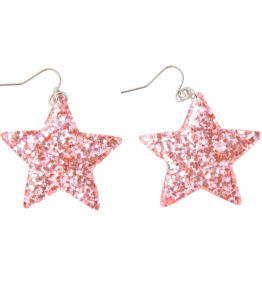 Earrings - Light Pink Glitter Stars