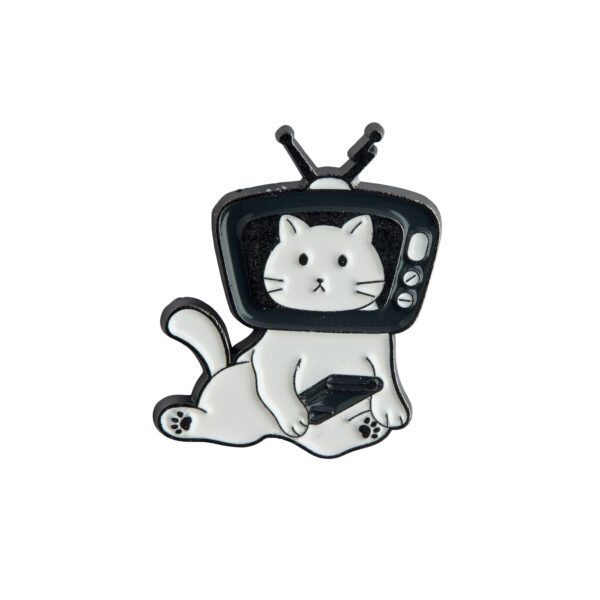 Cute Cat in TV Enamel Pin - #325