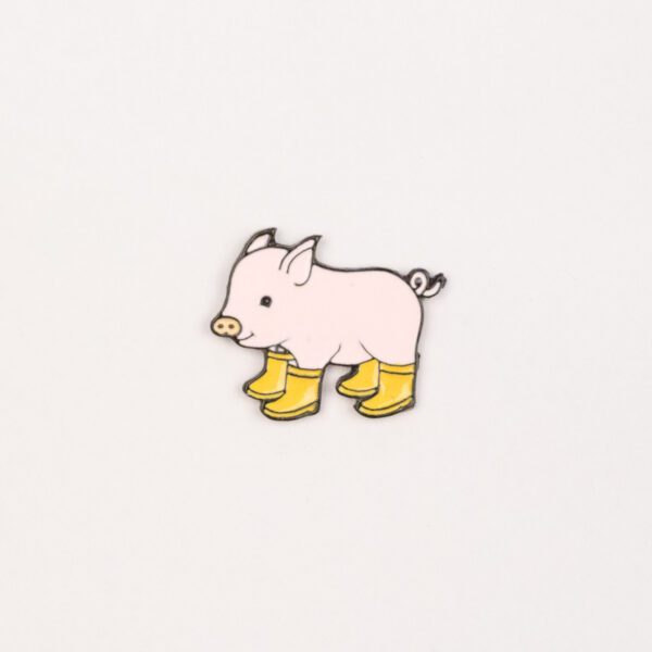 Pig In Yellow Boots Enamel Pin - #112