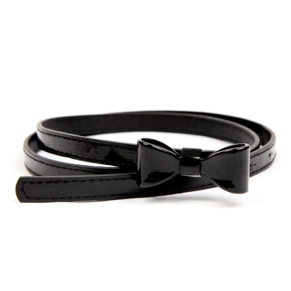 Thin Black Bow Belt