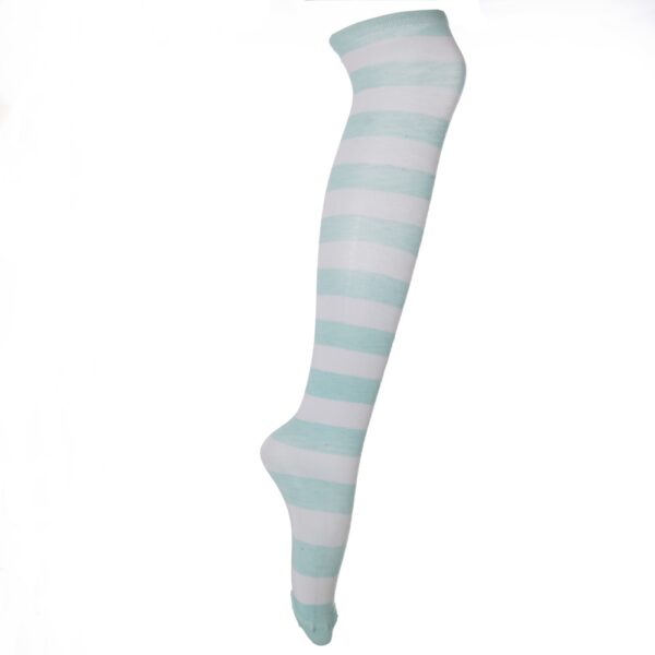 Light Blue/White Stripe - Over Knee Socks