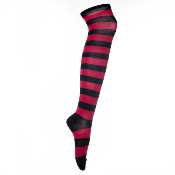 Dark Pink/Black Stripe - Over Knee Socks