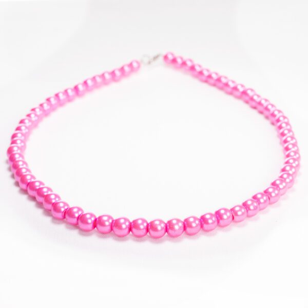 Handmade Beaded Necklace - Bright Pink