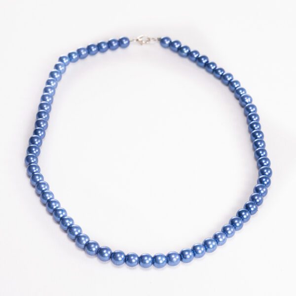 Handmade Beaded Necklace - Steel Blue