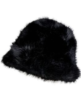 Black Fluffy Bucket Hat