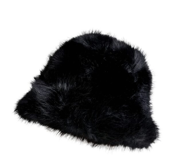 Black Fluffy Bucket Hat