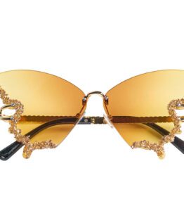 Yellow Butterfly Rhinestone Glasses
