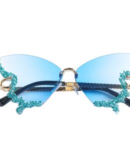 Blue Butterfly Rhinestone Glasses